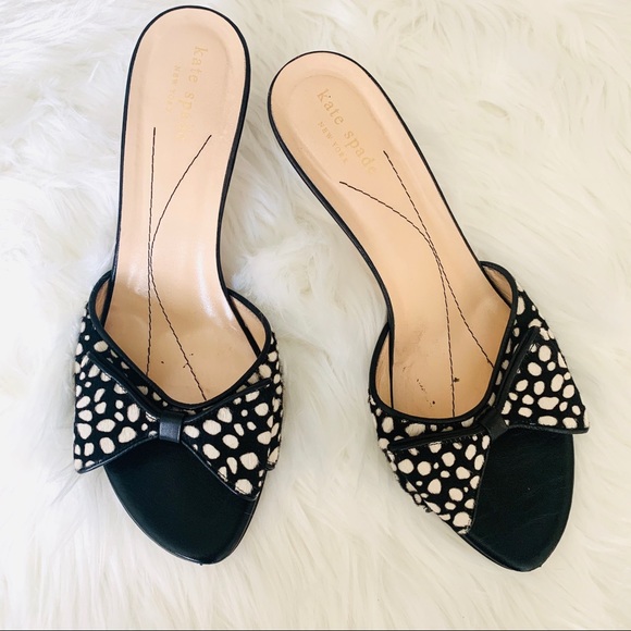 Kate Spade Polka Dot Bow Mules, Kitten Heel - Picture 10 of 11